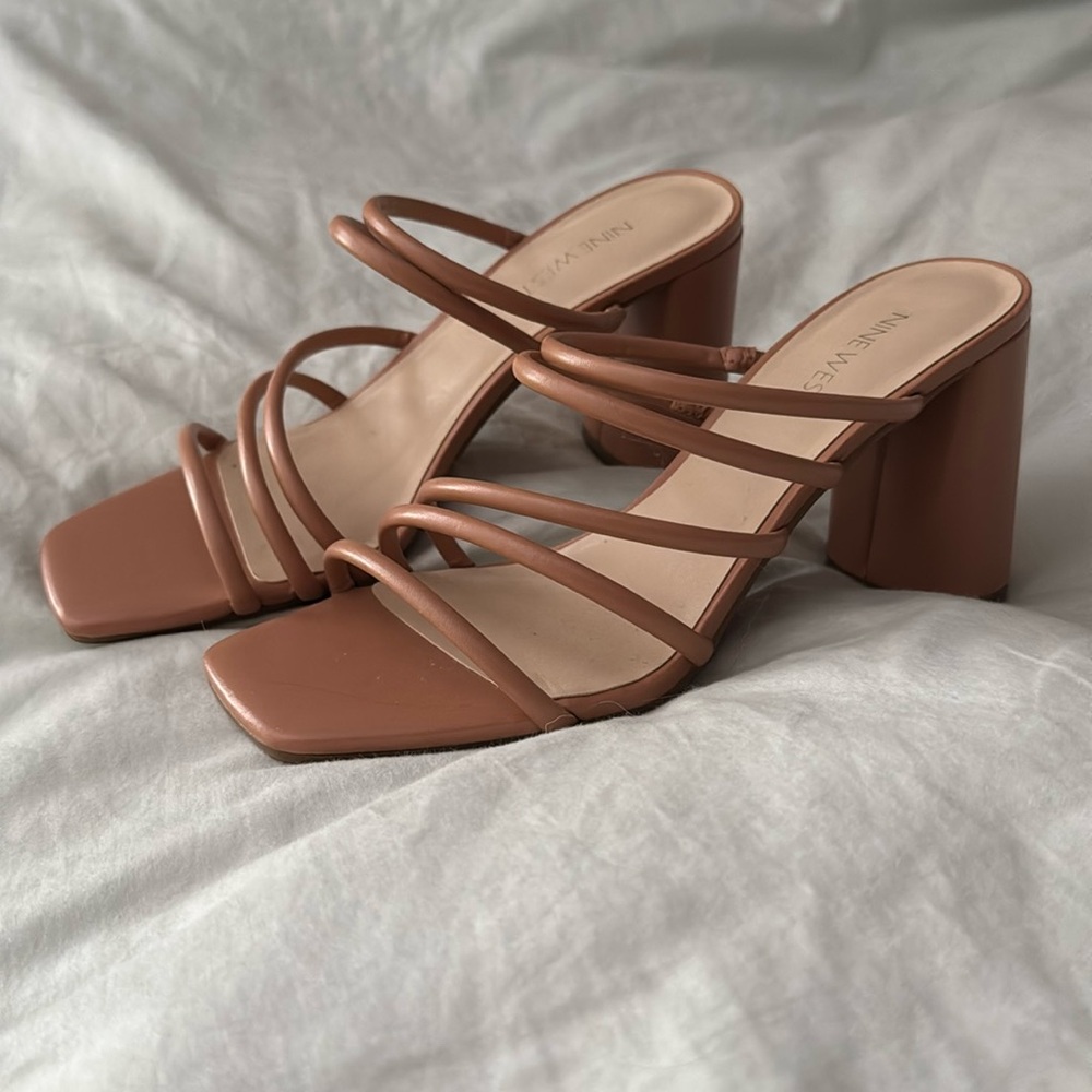 Nine West women’s strappy block heel sandals.